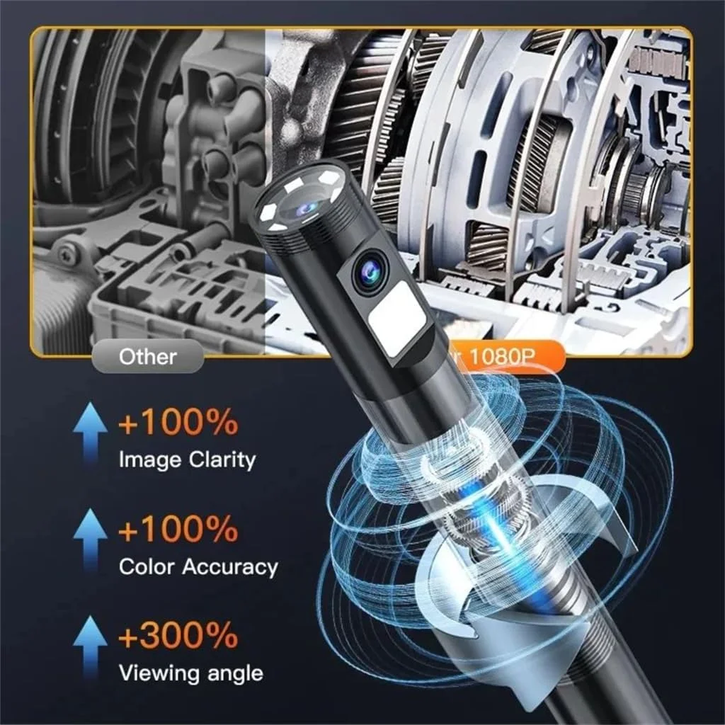 8mm 5in 360° 1080P Dual Lens Piping Automotive Controlled Industrial Rotary Endoscope Inspection Tools Camera Rotation For Cars