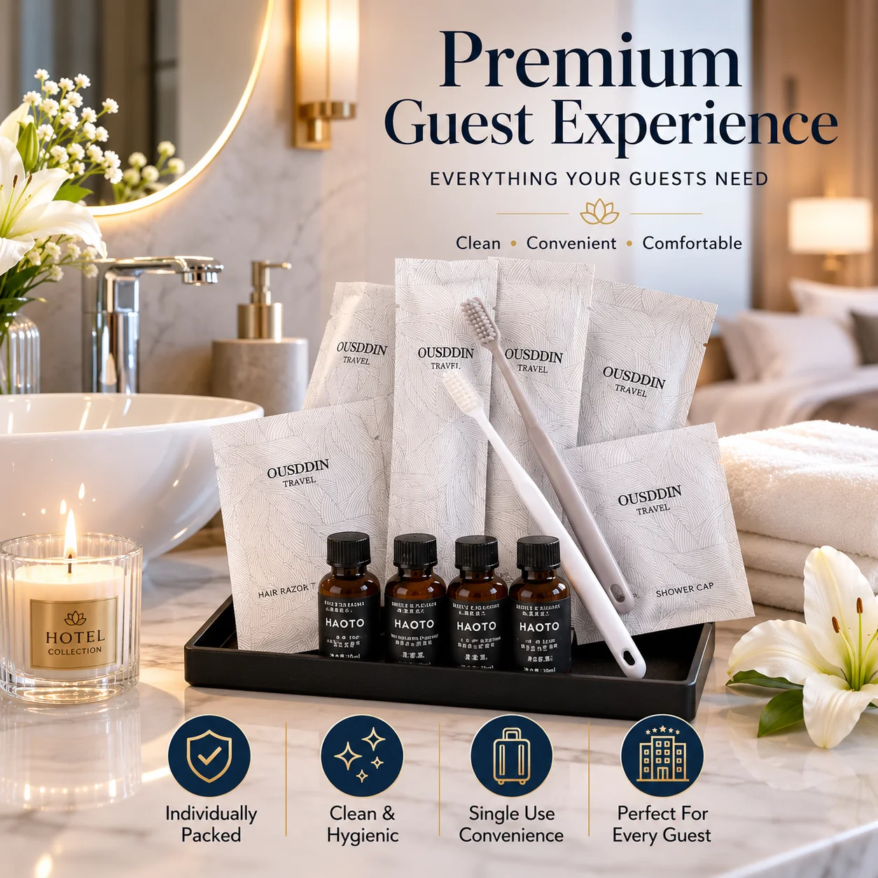 

Hotel Disposable Toiletry Kit Stone Paper Amenities Set Toothbrush Comb Slippers Guest Room Supplies Travel Hotel Accessories