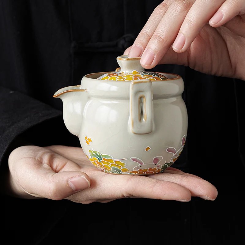 

Ручной чайник Ru Kiln Rabbit, 150 мл, натуральный отверстие на поверхности, чайник, чайник для чайной церемонии, чайник, чайная чаша, чайный сервиз кунг-фу