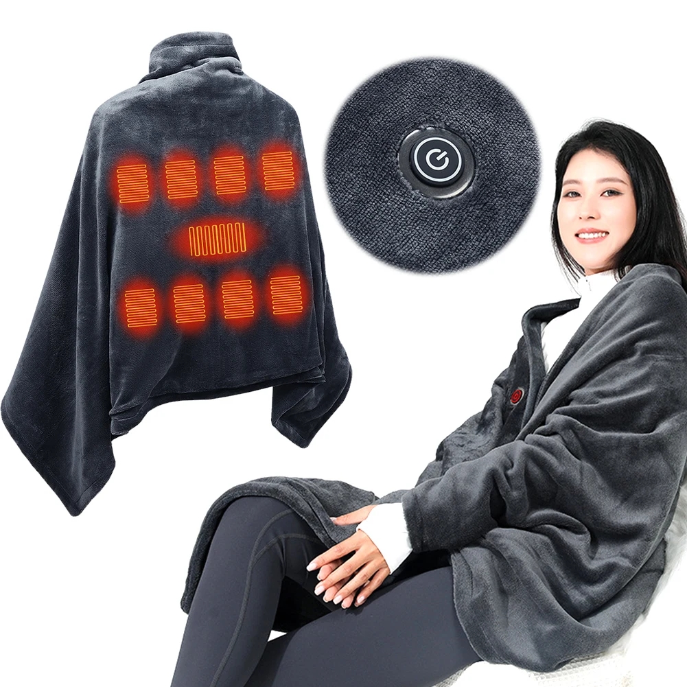 USB Flannel Heated Blanket 3 Temperature Adjustment Soft Thermal Blanket Wireless Heated Blanket for Outdoor Camping