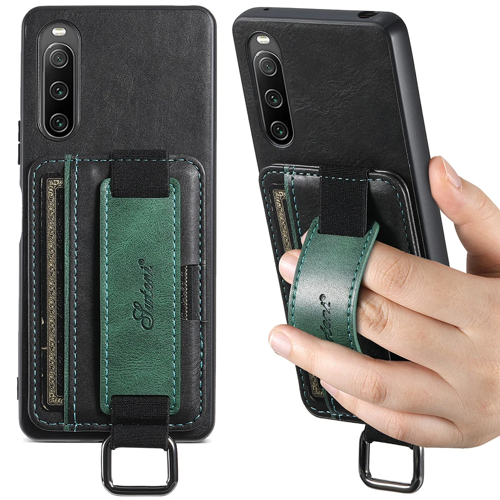 For Sony Xperia 10 V 1v Case Luxury Leather Kickstand Cover For Xperia 10 V 1 5 10 Iv Case With Wristband Bracket Card Slots