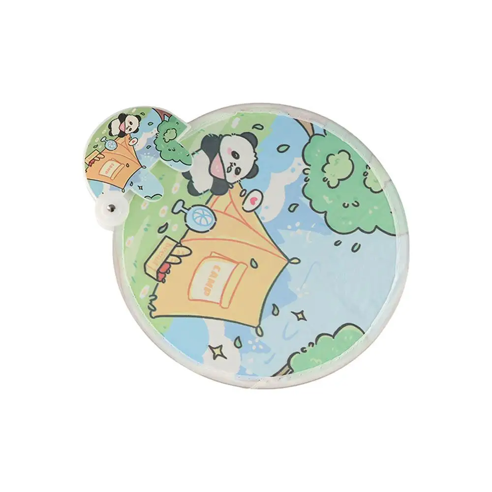 

Creative Round Collapsible Pocket Fan Portable Cute Handheld Fan Mini Cartoon Pattern Foldable Fan Kid