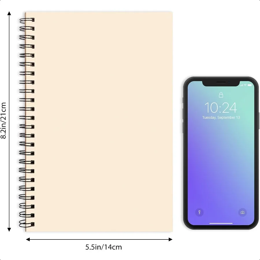 7 Pack Blank Spiral Notebook A5 Unlined Spiral Notebook 100 Pages Journal Sketch Books 8.3x 5.5 Soft Cover Kraft Diary Planner