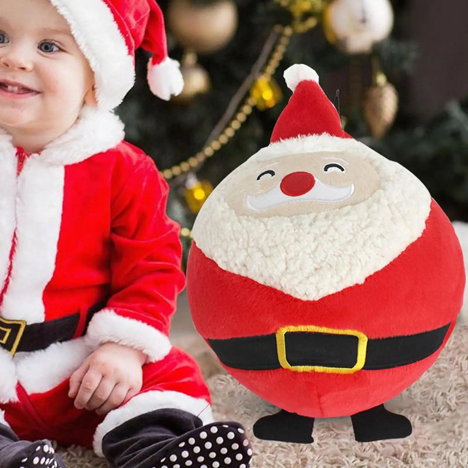 

35CM Cute inflatable Santa Plush Toys Christmas plush ball doll PVC inner ball Christmas Decor Dolls Stuffed Soft for Baby Kids