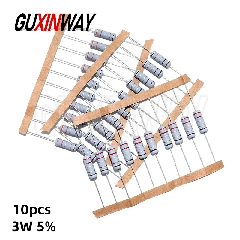 10pcs Wire Wound Resistor Fuse Winding Resistance 3W 5% 0.1R 0.1 0.15 0.22 0.33 0.5 1 2.2 4.7 6.8 10 22 33 51 68 100 ohm
