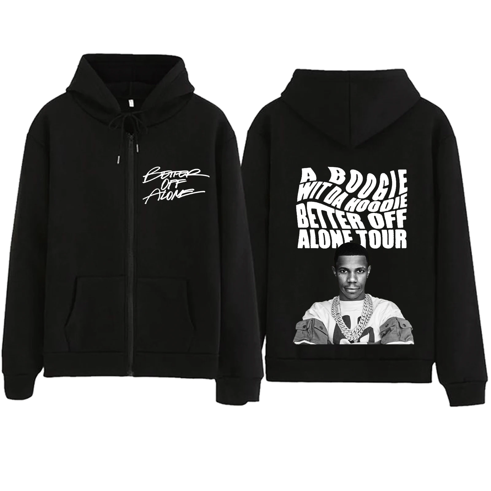 A Boogie Wit Da Hoodie Better Off Alone Tour 2024 Zipper Hoodie Harajuku Pullover Tops Streetwear Music Fans Gift V-Neck