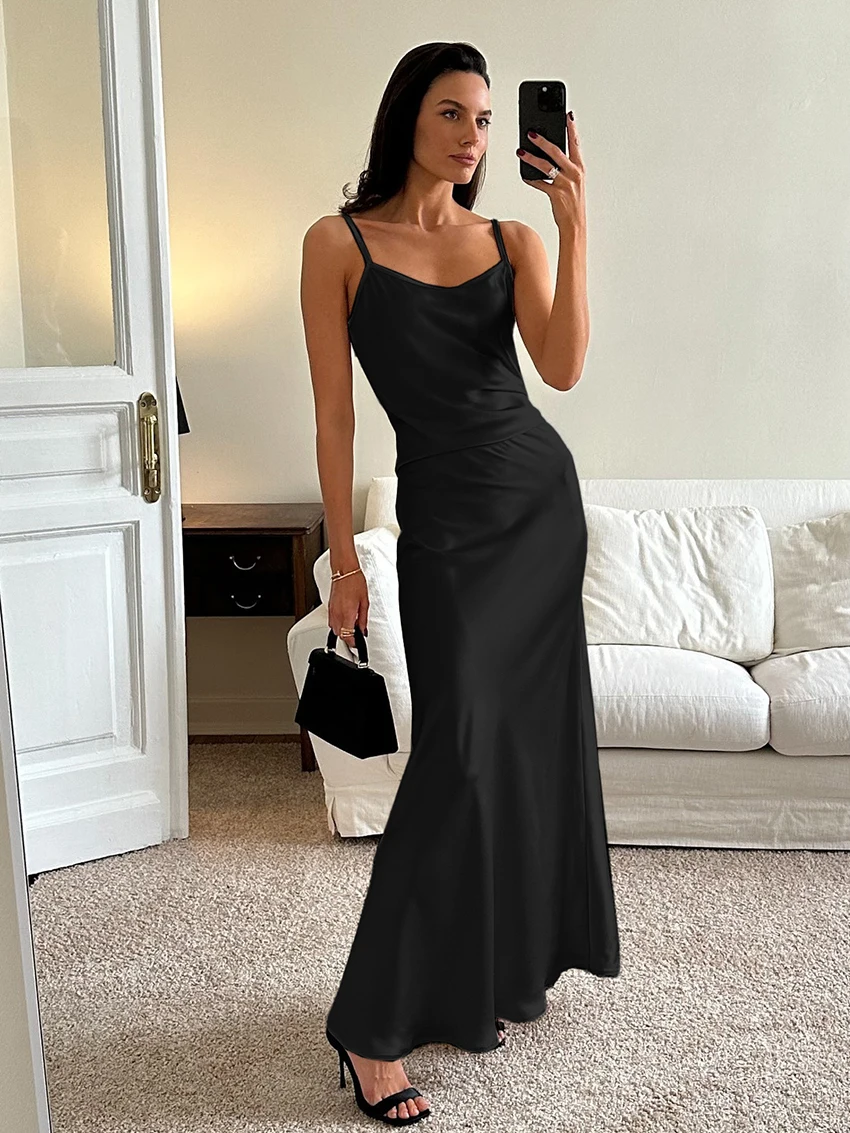 Marthaqiqi Autumn Women Nightwear Suit Long Sleeve Robe Turn-Down Collar Pajama Spaghetti Strap Ankle-Length Dress Sleepwear Set