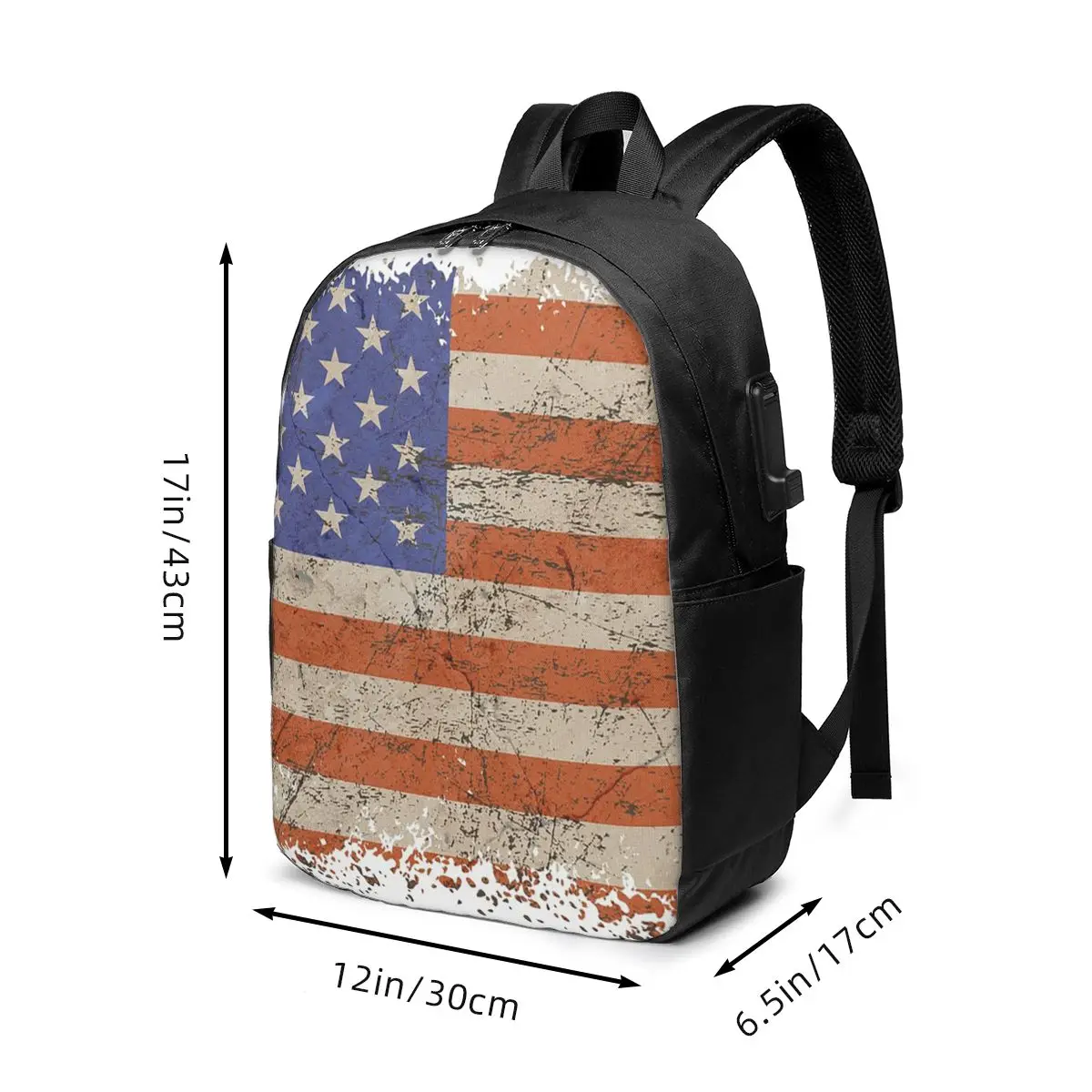 Vintage American Flag Backpack Travel Notebook Bag Computer College Student School Bag Laptop Shoulder Bags for Men Women