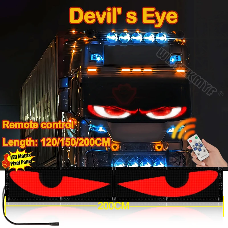 Soft Foldable Remote Control Truck Devil Eye LED Matrix Pixel Panel Lighting Graffiti Scrolling Stickup Text Board Windshield