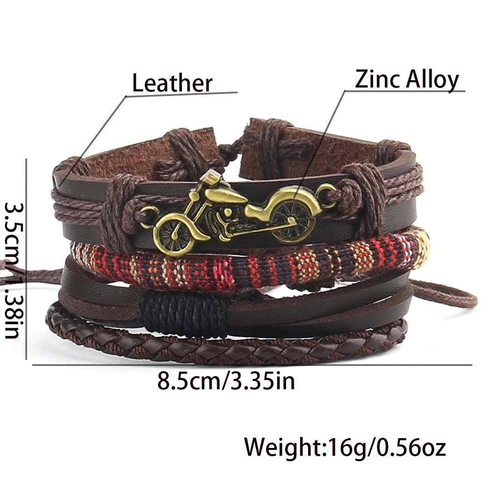 Multilayer Bracelets Vintage Beads Braided Wrap Leather Bracelets For Men Vintage Life Tree Rudder Charm Wood Beads