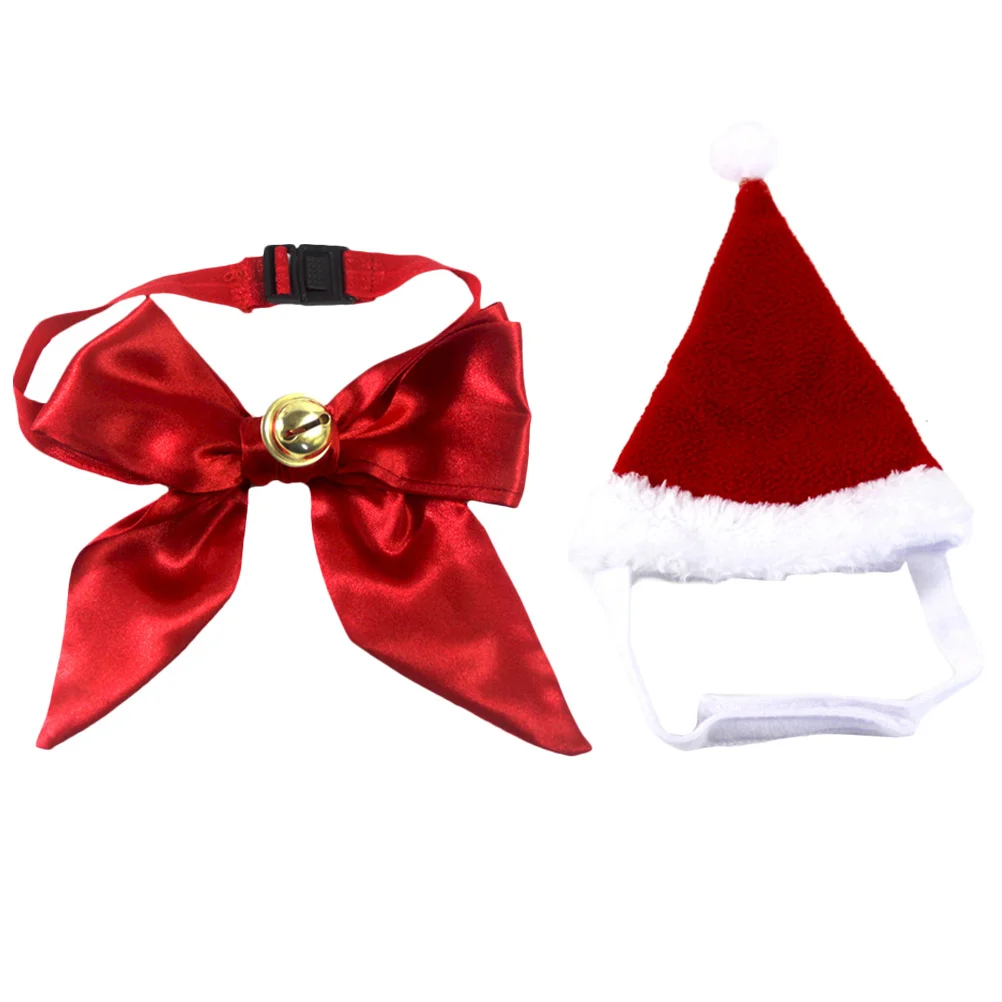 الحيوانات الأليفة قبعة ربطة العنق مجموعة لطيف عيد الميلاد الكلب الملحقات قابل للتعديل حفل زفاف عطلة زي للقطط الكلاب الصغيرة