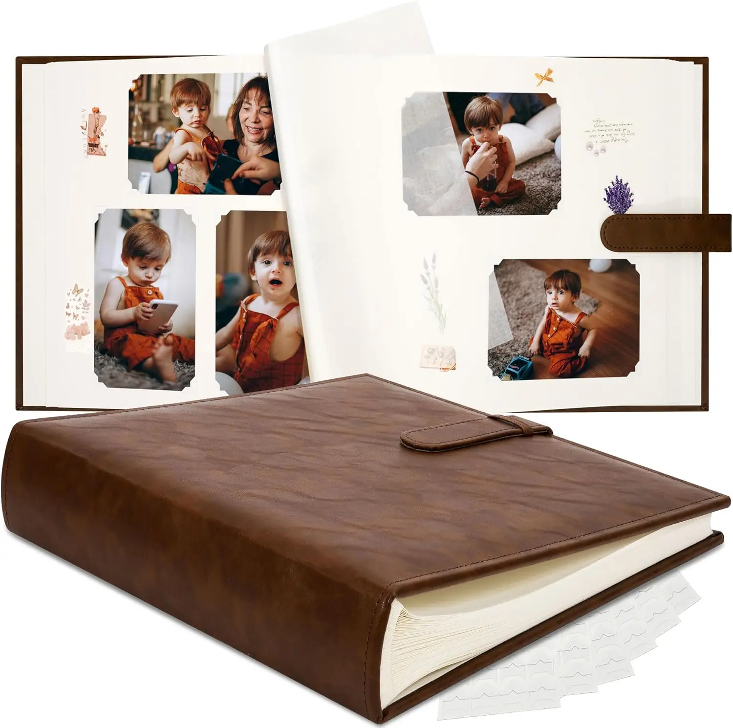 

Scrapbook Photo Album with Writing Space 12" x 12", Premium DIY Scrapbooking Albums with 60 Pages, Large Photos Book Fau