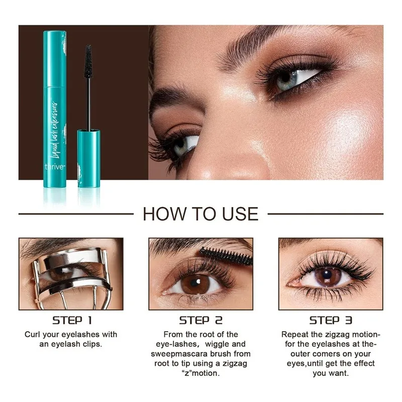 Mascara allongeant imperméable, Extension de cils, longue tenue, imperméable, sans agglomération, maquillage noir durable, beauté