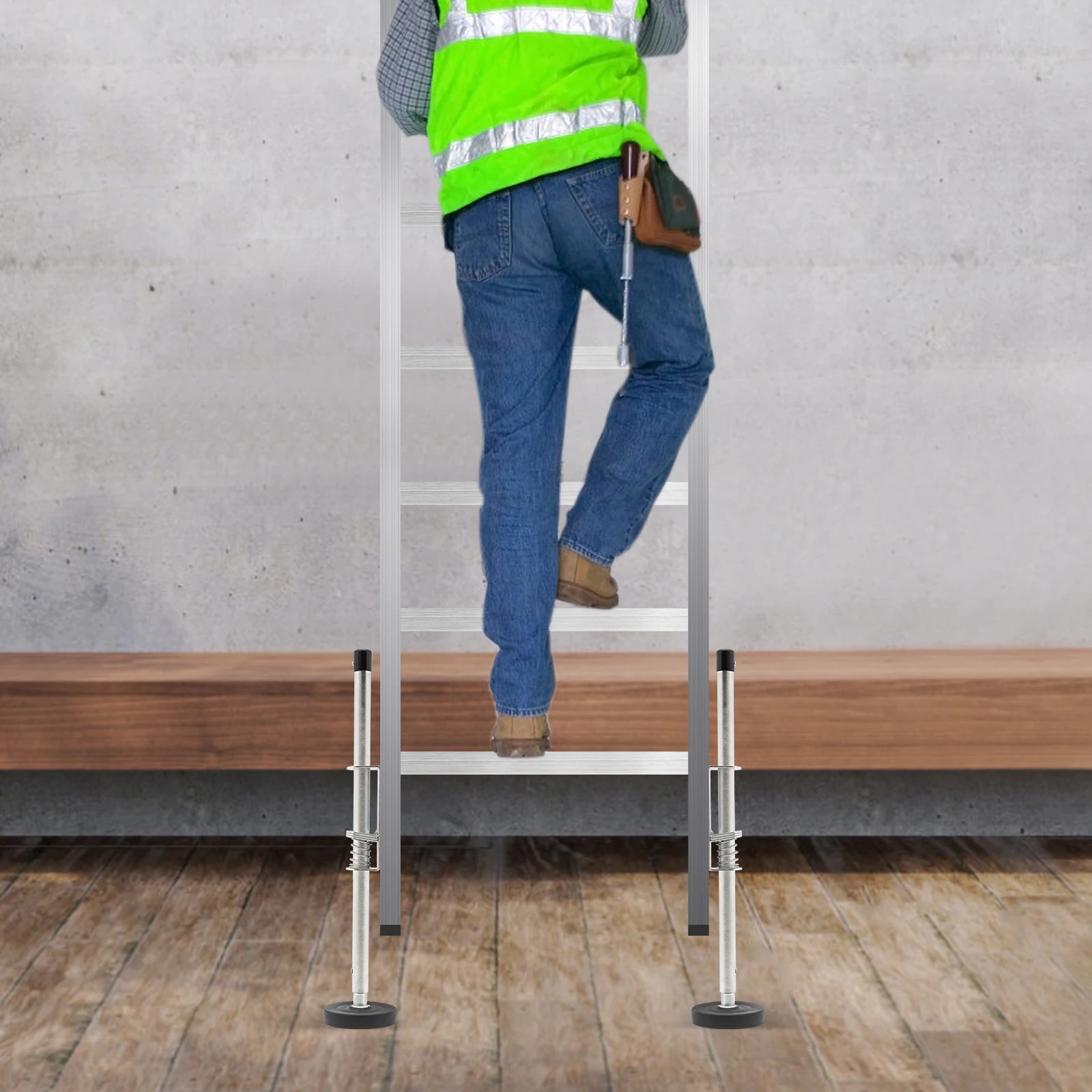 Adjustable Ladder Stabilizer, Ladder Leveler Pair with Engraved Anti-Slip Pattern,Adjustable Extension Ladder Leg Ground Leveler