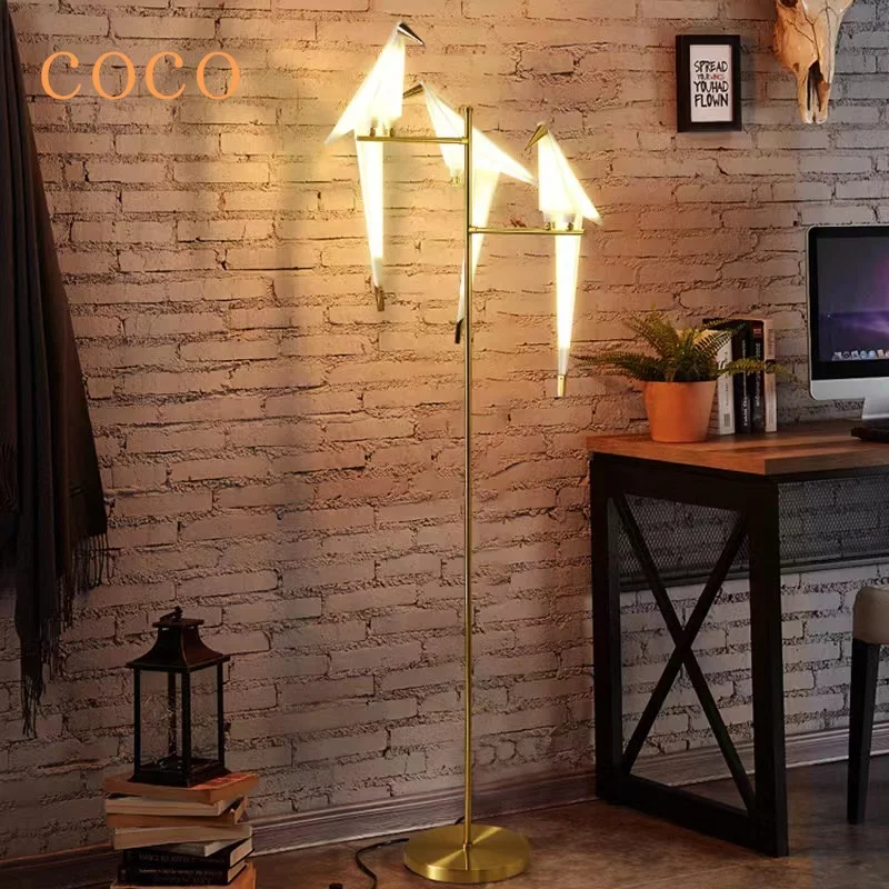 modern creative personality paper bird branch decoracao para casa origami perch lamp designer pendurado lampada de parede led floor novo 2024 01