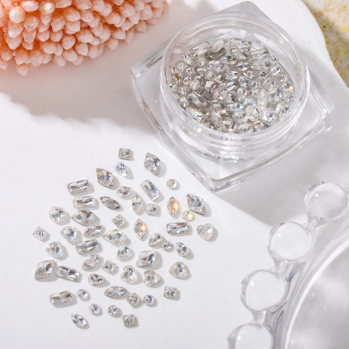 50pcs Japanese ins wind super mini nail zircone diamond jewelry flash horse eye water drop pile drill nail alien drill