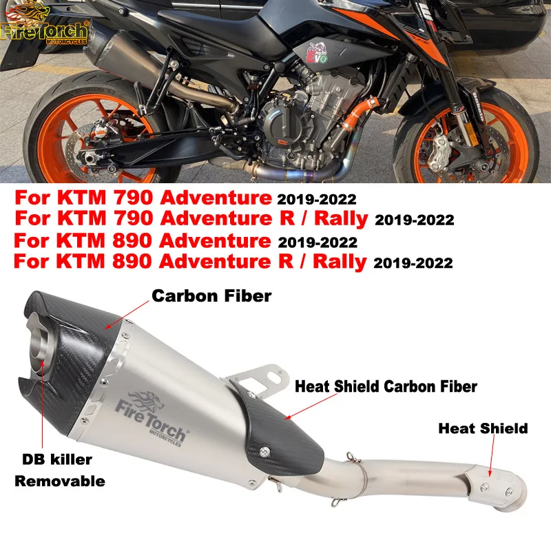 Slip On For KTM 790 890 Adventure R Rally 2019-2022 Motorcycle Exhaust Escape System Modify Muffler Moto Mid Link Pipe DB Killer