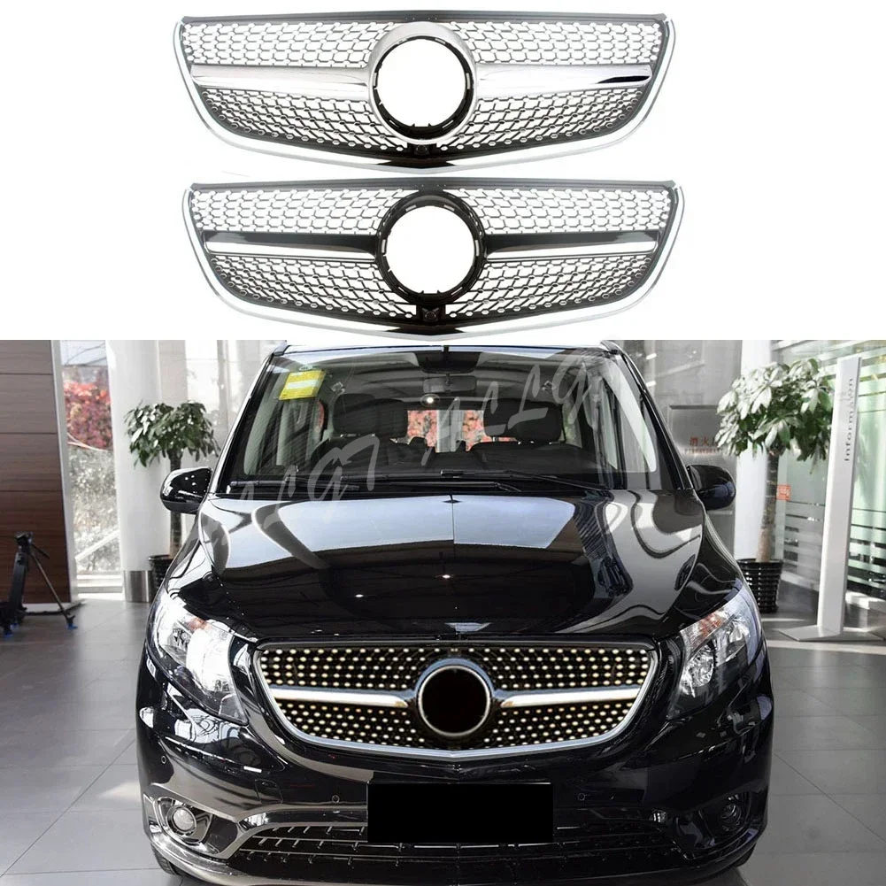 Car Front Racing Billet Bumper Grille Upper Facelift Grill For Mercedez-Benz W447 Metris/Vito 2016-2019 Diamond