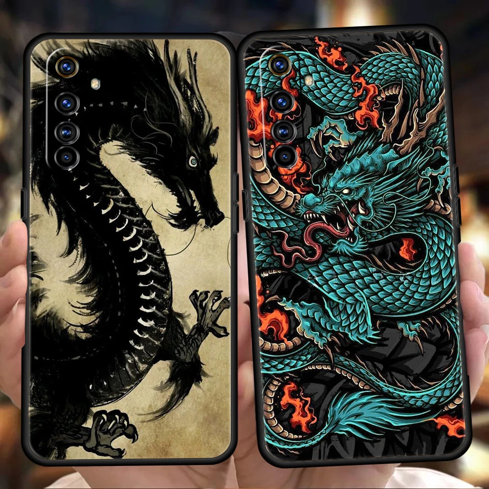 Dragon Painting Soft Silicone For Realme 8i 9i 9 Pro Plus GT2 Pro C3 6 7 8 Pro C21 C11 C25 Pro 5G Shockproof Phone Cover Fundas