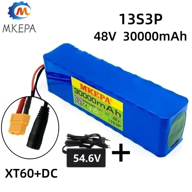 

13S3P 48V 30000mAh 30Ah Lithium-ion Battery Pack with 1000W BMS for 54.6V E-bike Electric Bicycle Scooter