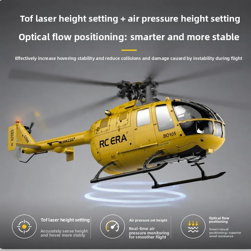 RC ERA 1:25 Remote Control Helicopter C180 Dual Brushless Simulation Helicopter BO105 One-Key Inverted Flight Optical Flow Lidar