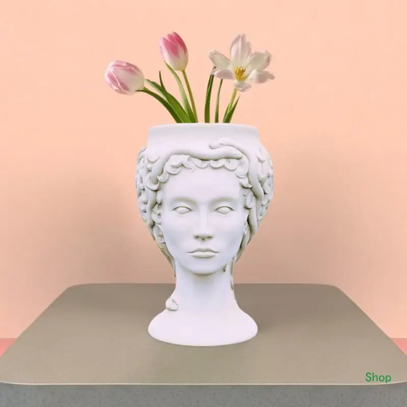 Dropship 3D Lady Head Gypsum Silicone Mold Diy Succulents Concrete Flower Pot Vase Plaster Cement Clay Mold Holder Mold