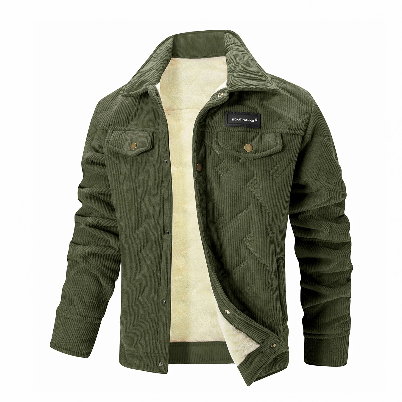 Veste d'hiver en velours côtelé pour homme, manteau épais en polaire, veste de travail de qualité pour l'extérieur, veste cargo chaude, vêtement d'extérieur tendance pour homme, automne