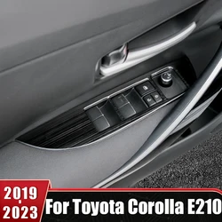 For Toyota Corolla E210 2019-2021 2022 2023 Hybrid Stainless Car Window Glasses Lift Button Cover Switch Frame Trim Stickers