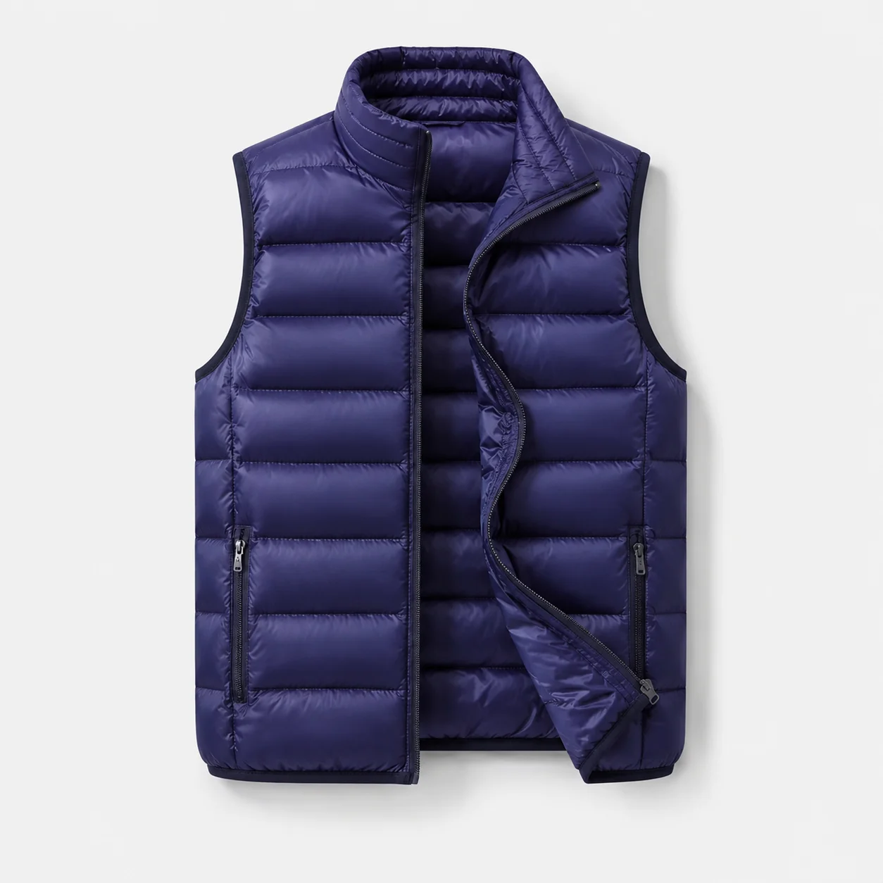2026 Men's Casual Ultra Light Vest Autumn Winter Warm Cotton Padded Sleeveless Jacket Stand Collar Zip Up Daily Solid Outerwear