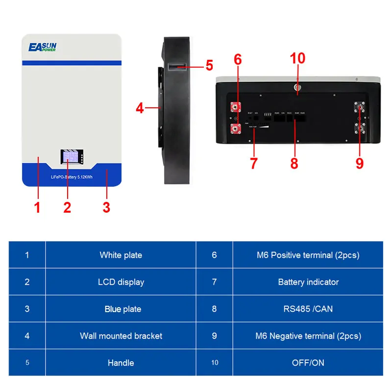 EASUN POWER Powerwall 48v Lifepo4 Battery 51.2v 200Ah 10kwh Lithium Li-ion 16S Parallel 15P 6000+ Cycle 485 CAN BMS No Tax