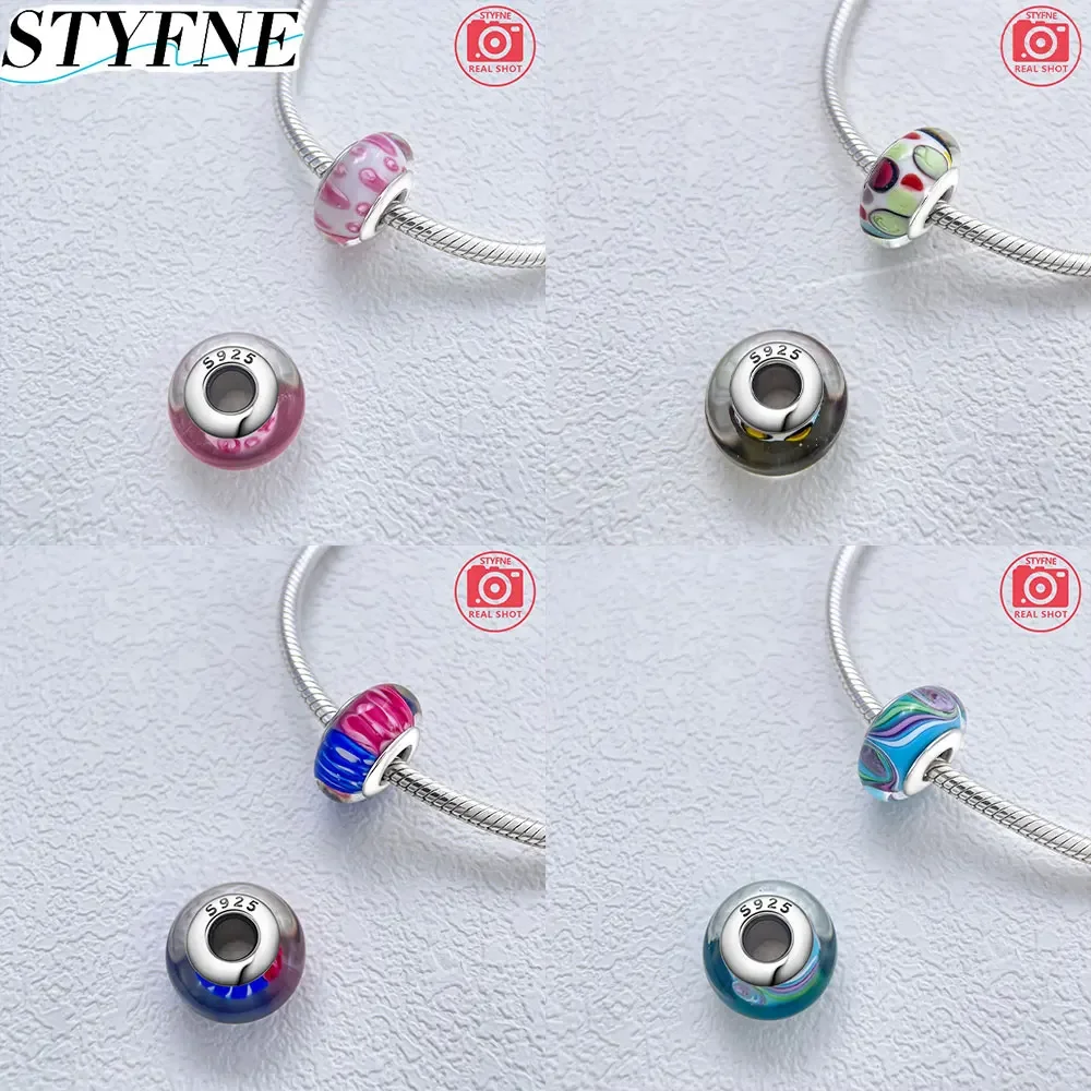 925 Sterling Silver Original Shiny New Mini Pattern Murano Turtle Rabbit Glass Beads for Women DIY Bracelet Jewelry Making