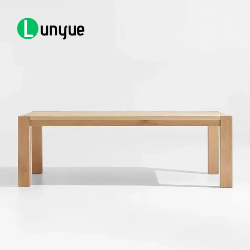 Natural Red Oak Solid Wood Dining Table Rectangular Custom Size Color Sturdy Wooden Desk for Home Kitchen Restaurant