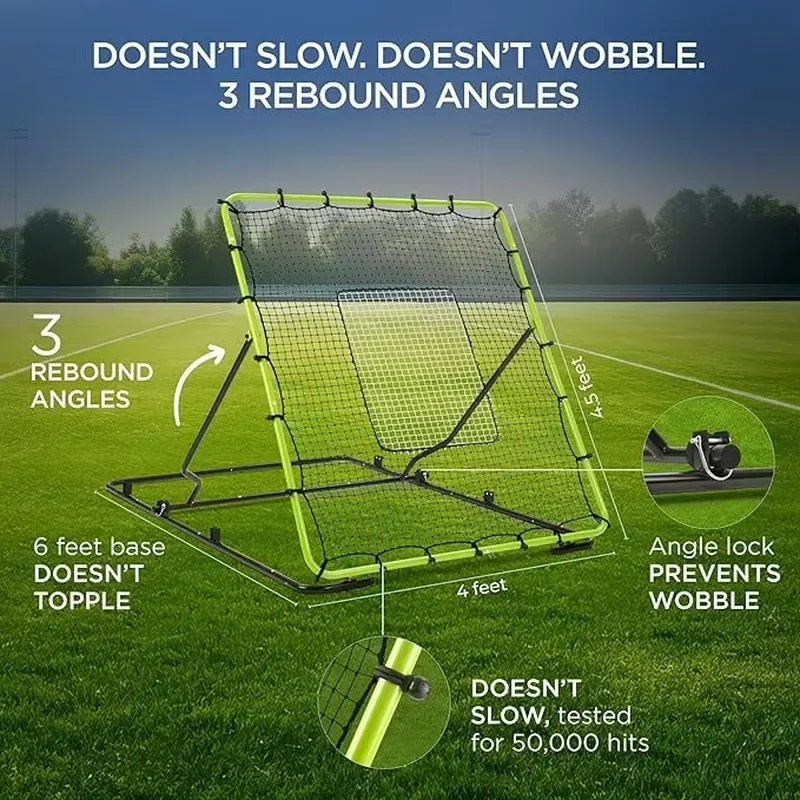 Baseball Rebounder Net 4 X 4.5 ft Softball Bounce Back Fielding Trainer 3 Ball Return Angles Practice Equipment