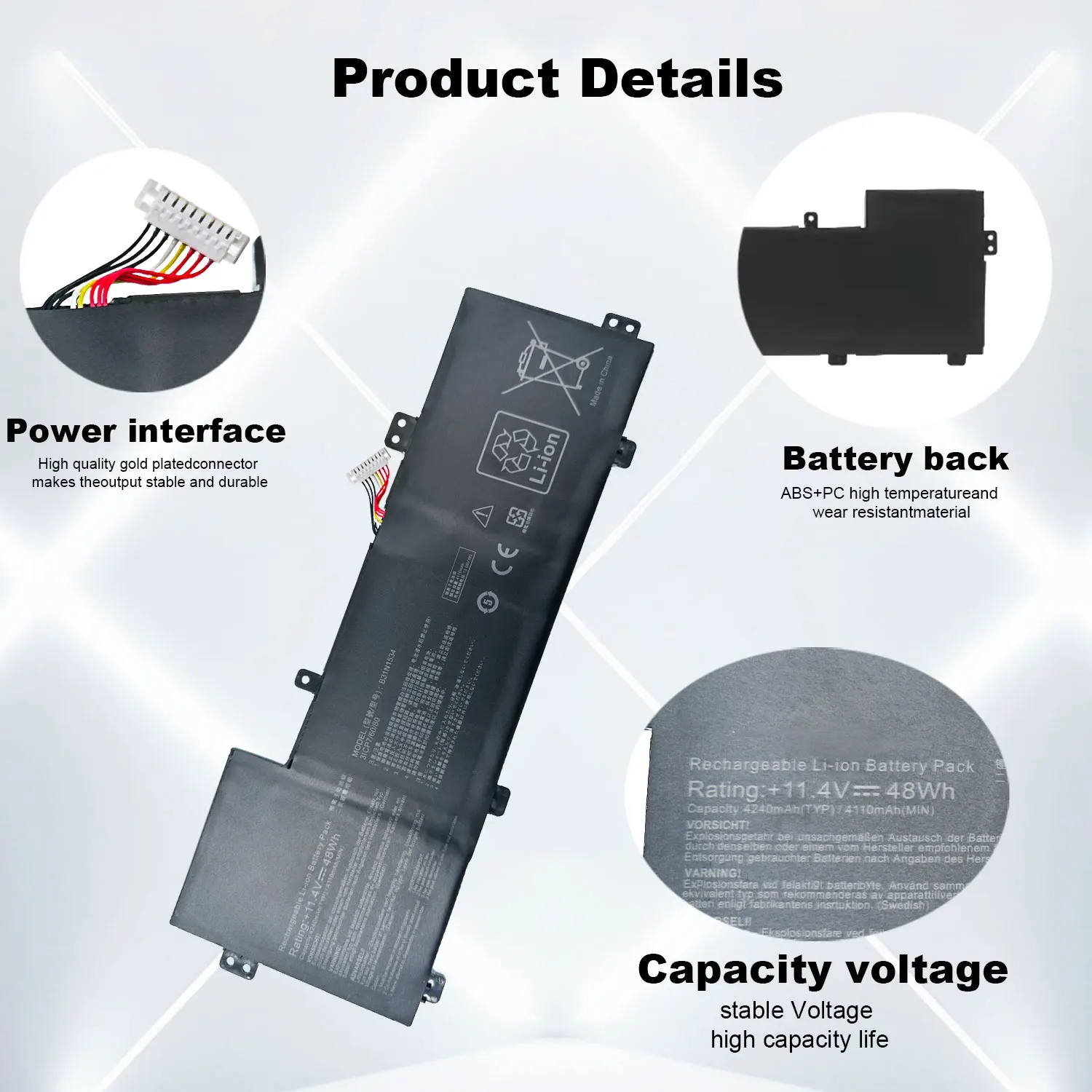 DXT New LaptopBattery B31N1534 For Asus Zenbook U5000 UX510 UX510UW UX510UW-1A UX510UW1A UX510UW-RB71 UX510UW-CN044TB200-0203000
