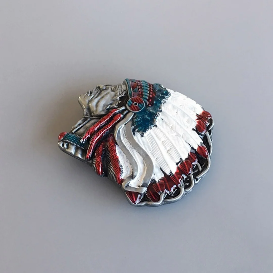 شخصية عطلة هدية حزام مشبك قبعات رعاة البقر الغربية القبلية رئيس صورة ظلية رائعة المتعثرة الرجعية المعادن الإغاثة التبعي