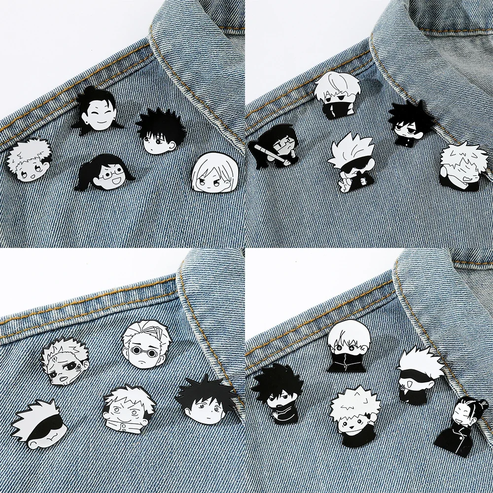 5pcs/set Jujutsu Kaisen Anime Peripheral Satoru Gojo Q Edition Cute Cartoon Brooch Clothes Backpack Decoration Accessory Gift