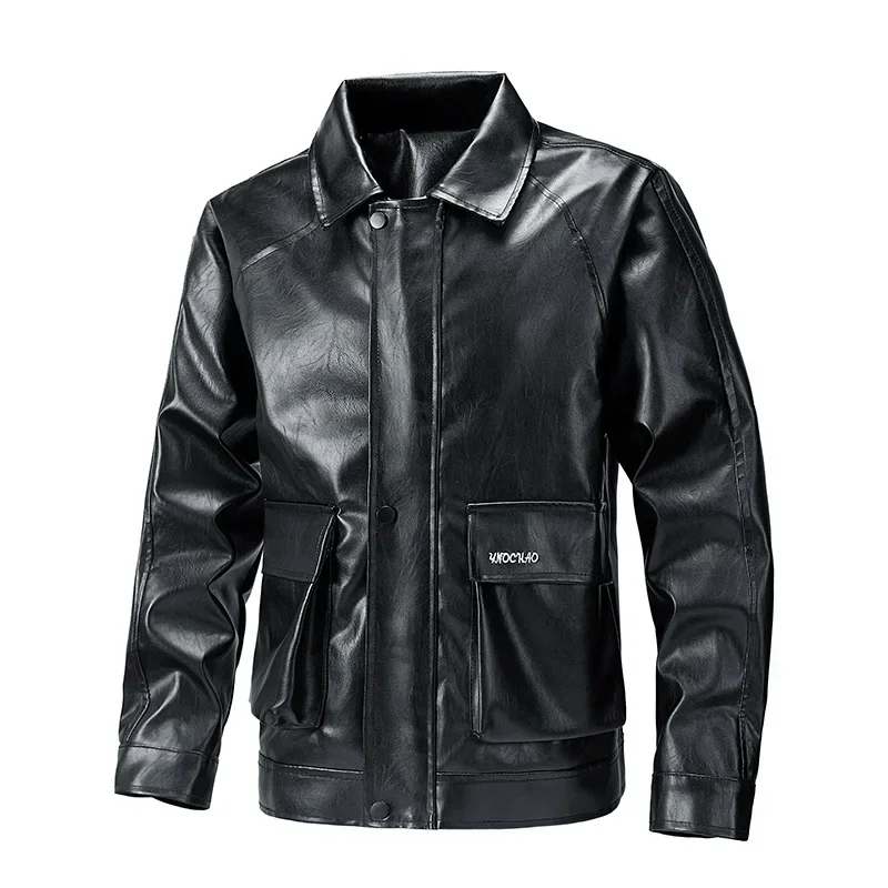 

Men's Outdoor Fashionable Casual Handsome Leather Jacket Retro Motorcycle Comfortable Breathable Multi functional Leather Jacket