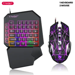 T-WOLF TF900 One Handed Keyboard Throne Set Mobile Luminous Game Chicken Eating Mobile Game Keyboard Gaming Accessories