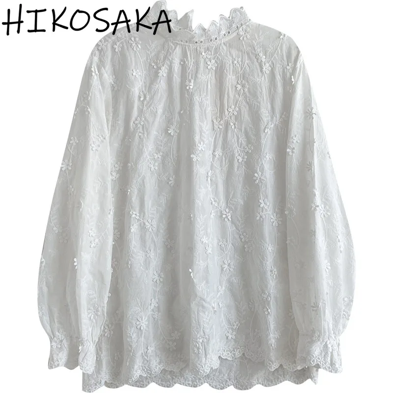 

Fungus Stand Collar Flare Sleeve Blouse Spring Summer All-match Loose Casual Elegant Top 2024 New Korean Chic Camisas Blusas