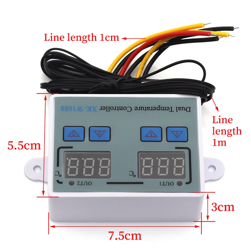 1Pcs W1088 Digital Temperature Humidity Controller Incubator Thermostat Humidistat Heating Cooling Controller