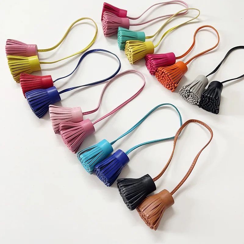 

Sheep fur skirt tassel women's bag pendant 2025 new luxury design genuine leather high quality DIY car key hanging decoration