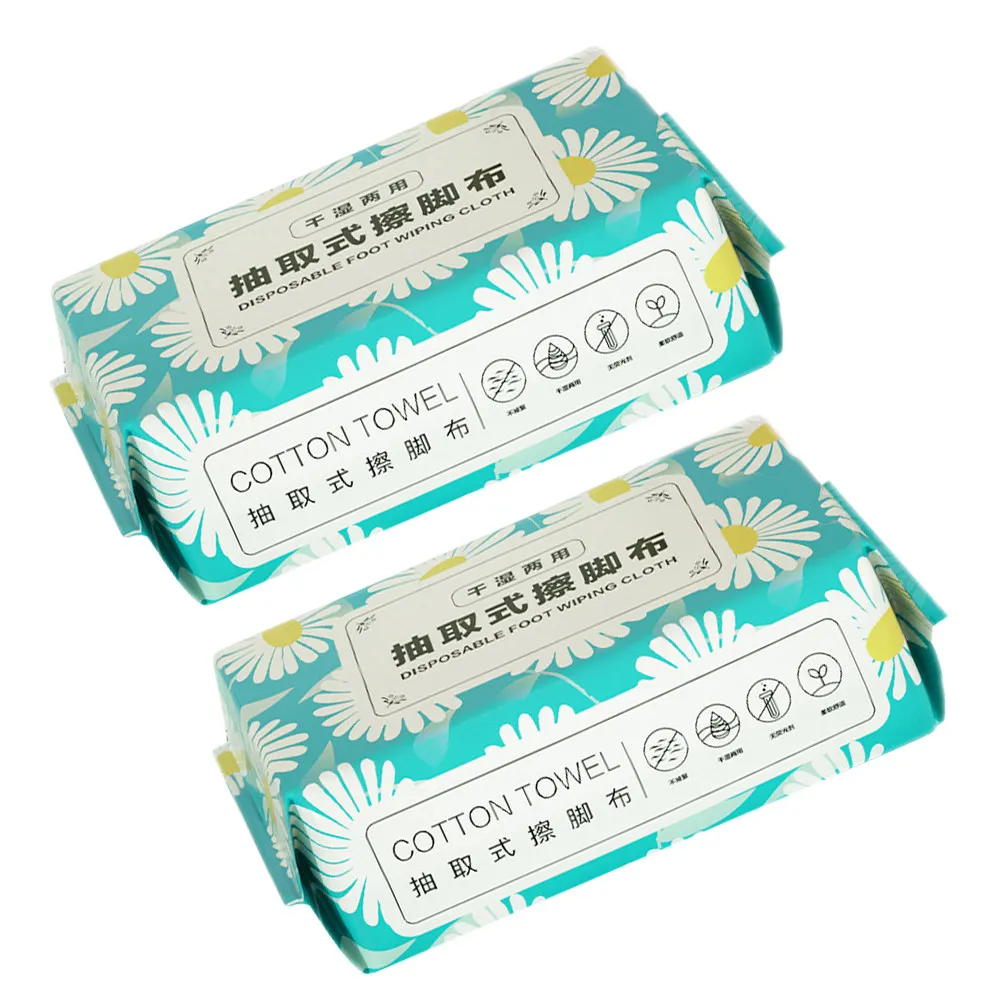 2 Bags Disposable Foot Towels Thick Soft Water Absorbing Spa Towels Portable Convenient Foot Cleaning Wipes Comfortable