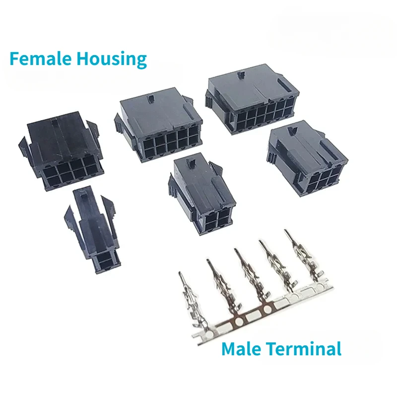10Set Molex 3.0mm Double Row Connector Plug-in Male Female Housing Terminals 2*1/2/3/4/5/6/7/8/9/10/11/12P