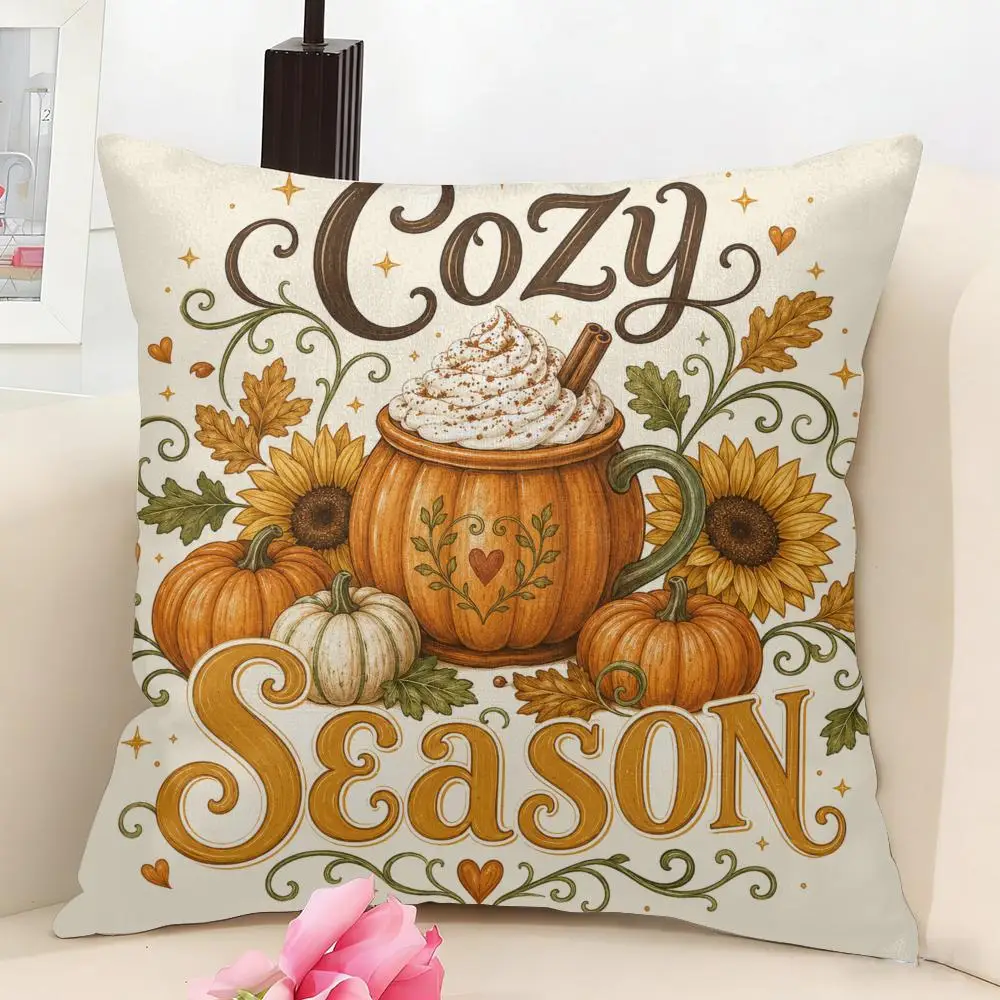 Golden Autumn Moments Cushion Cover Linen Pillow Cover 40x40cm Decorative Cushion Case Boho Home Sofa Decor Gift