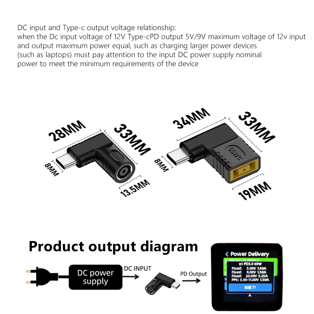 65W DC-USB C PD 전원 어댑터 Xiaomi Samsung Huawei 용 C 커넥터 자동 식별에 고속 충전 충전기