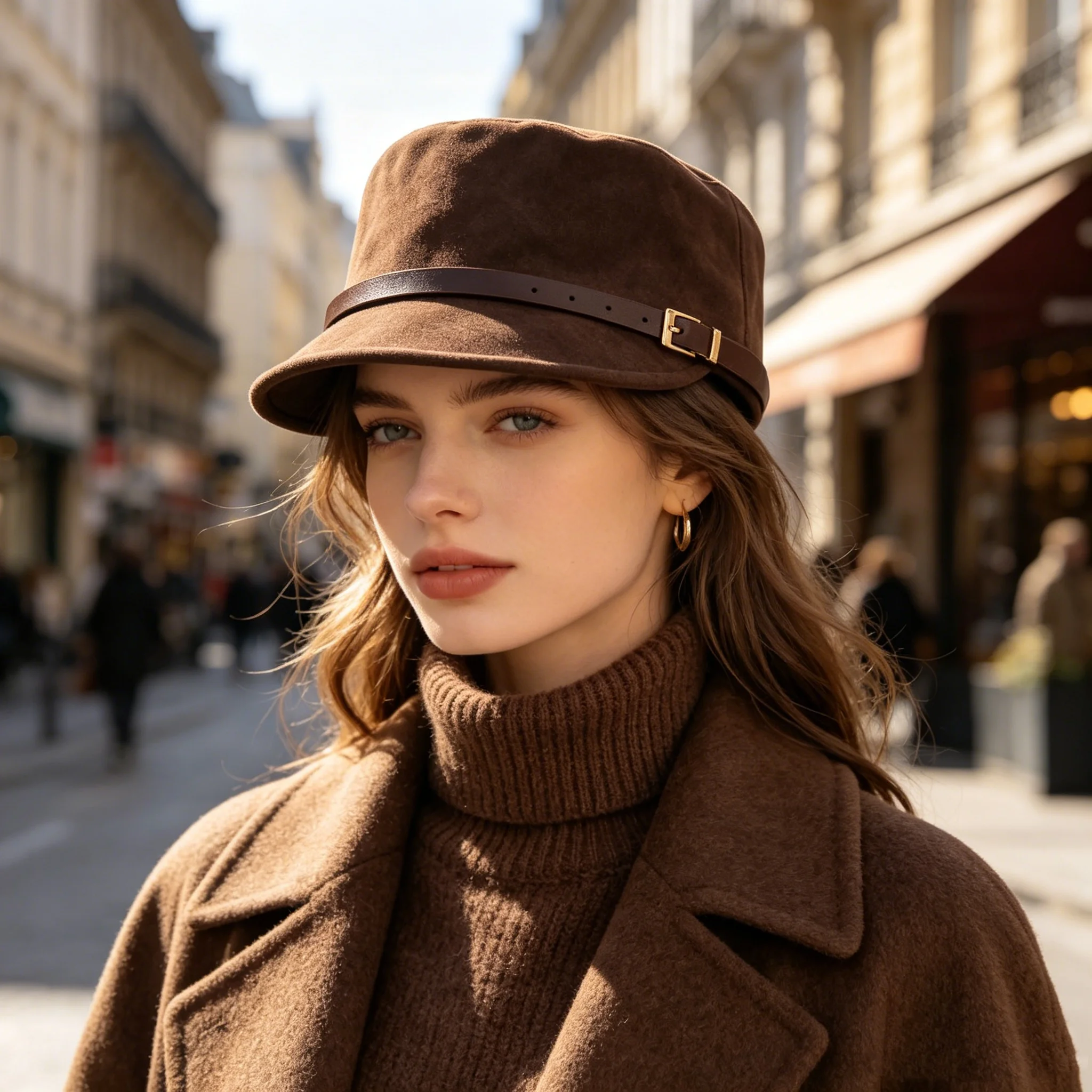 chapeu-de-equitacao-em-camurca-para-mulher-modelo-octogonal-de-topo-plano-estilo-retro-para-outono-e-inverno-com-fivela-de-couro-versatil-para-usar-em-compras-um-acessorio-quente-e-moderno-para-um-visual-urbano