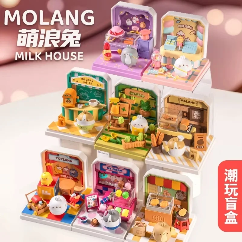 Kawai Molang Kelinci Lucu Toko Mini Tren Kotak Buta Seri Gambar Mainan Anak-anak Model Ornamen Desktop Hadiah Ulang Tahun Dekoratif