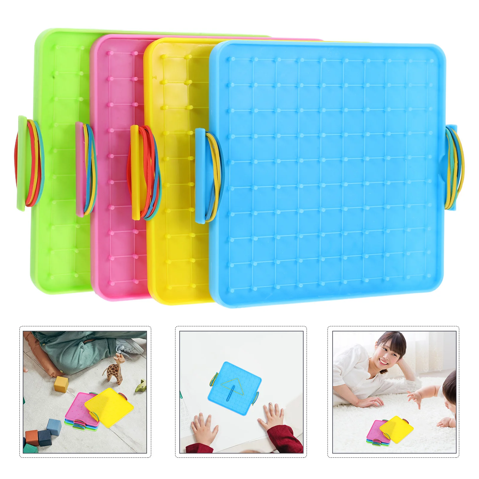 

4Pcs Double-Sided Geoboard Math Manipulative Plastic Classroom Group Learning Visual Geometry Educational Tool