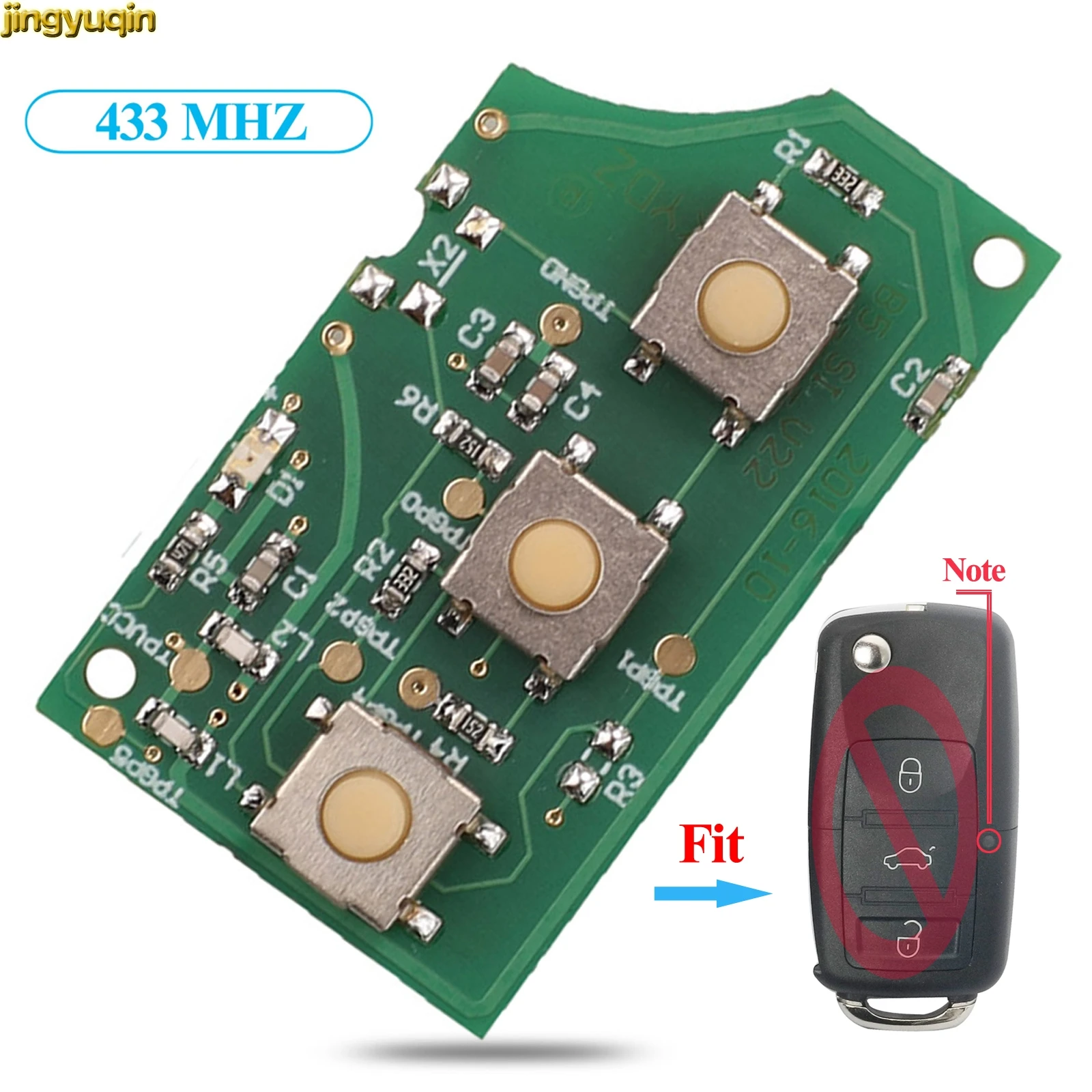 Jingyuqin placa de circuito de llave de coche con tapa remota 433mhz para VW Golf Passat Polo Jetta Touran Bora Sharan 1J 0959753 AH/DA 1K 0959753 G