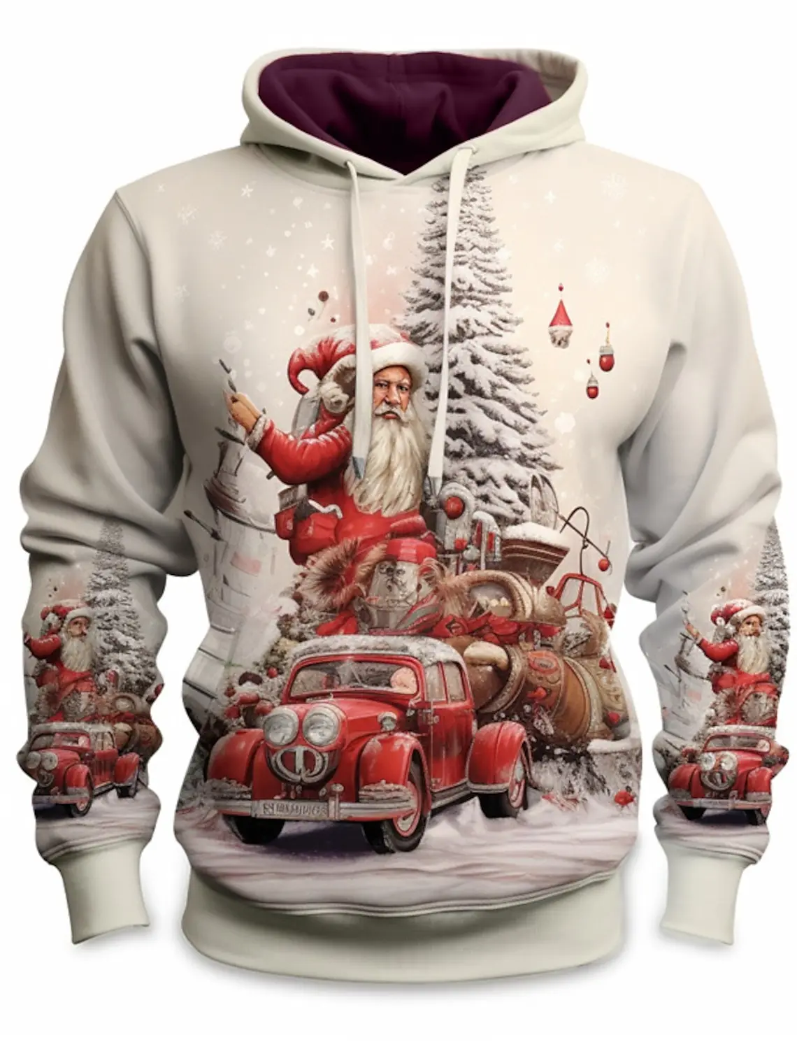 

Fashionable Santa Claus Men's Graphic Hoodie Daily Basics Printed Pullover Sports Outdoor Vacation Vacation Hoodie